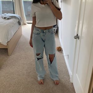 90’s wide leg ripped jeans